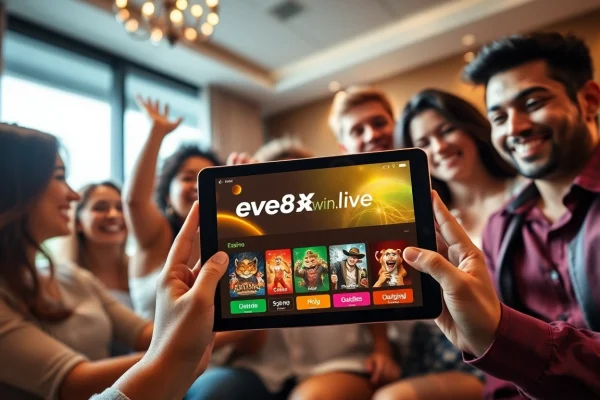 Celebrate a win with friends while engaging in online gaming at ev88win.live, showcasing a vibrant casino atmosphere.