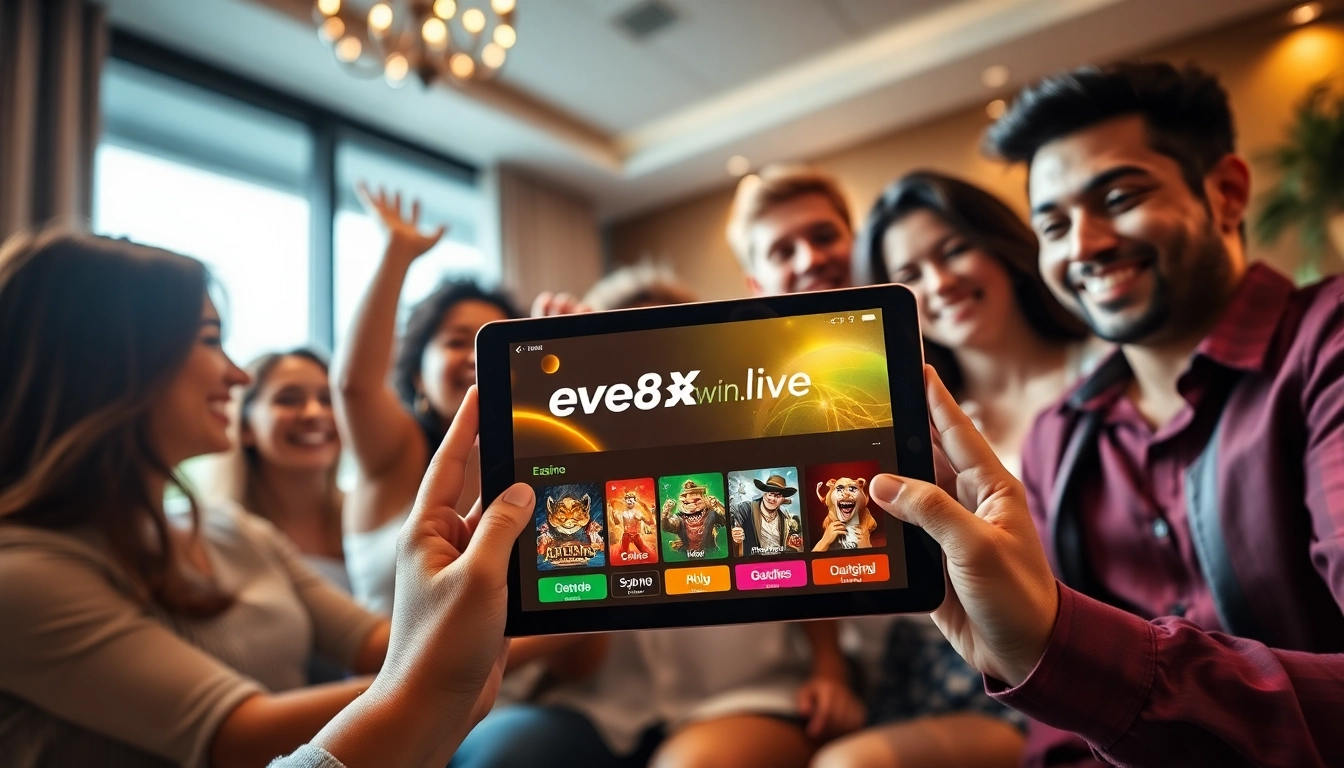 Celebrate a win with friends while engaging in online gaming at ev88win.live, showcasing a vibrant casino atmosphere.