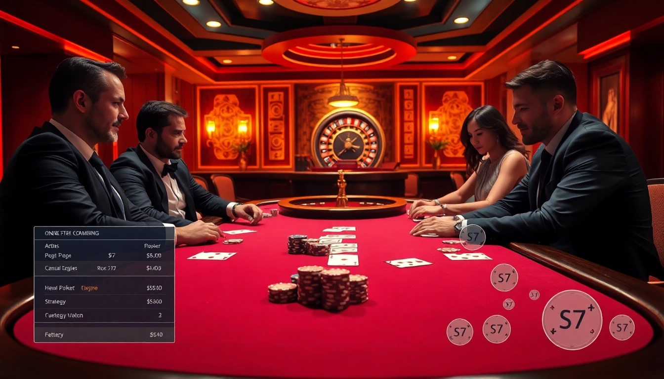 Engaging poker action at a high-stakes table in a luxurious casino environment on https://fun79.bio/