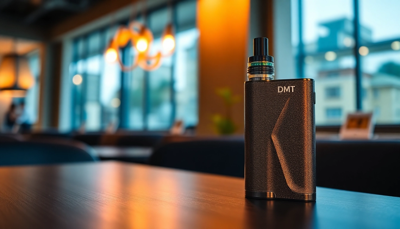Find where to buy dmt with a stylish DMT vape pen on display against a sleek black background.
